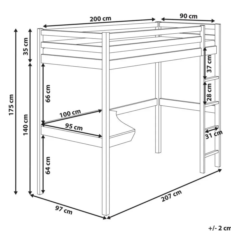 Beliani LOURY - Kinderbed - Lichtbruin - 90 x 200 cm - Dennenhout