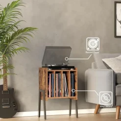 Merkloos LP Opbergsysteem - Platenrek - LP Houder - Vinyl Houder - MDF - Bruin Vintage New