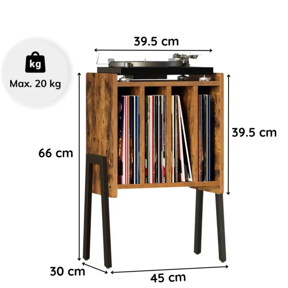 Merkloos LP Opbergsysteem - Platenrek - LP Houder - Vinyl Houder - MDF - Bruin Vintage New