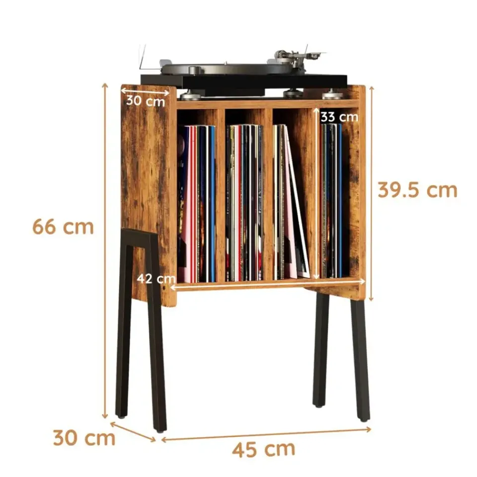 Merkloos LP Opbergsysteem - Platenrek - LP Houder - Vinyl Houder - MDF - Bruin Vintage New