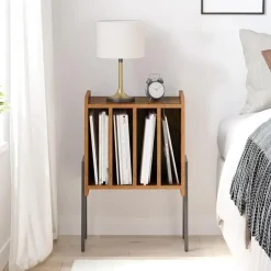 Merkloos LP Opbergsysteem - Platenrek - LP Houder - Vinyl Houder - MDF - Bruin Vintage New