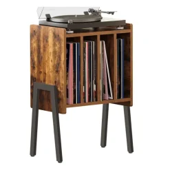 Merkloos LP Opbergsysteem - Platenrek - LP Houder - Vinyl Houder - MDF - Bruin Vintage New