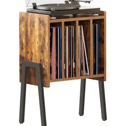 Merkloos LP Opbergsysteem - Platenrek - LP Houder - Vinyl Houder - MDF - Bruin Vintage New