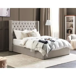 Beliani LUBBON - Bed met opbergruimte - Lichtgrijs - 140 x 200 cm - Fluweel New