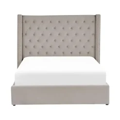 Beliani LUBBON - Bed met opbergruimte - Lichtgrijs - 140 x 200 cm - Fluweel New