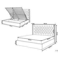 Beliani LUBBON - Bed met opbergruimte - Grijs - 160 x 200 cm - Fluweel Online