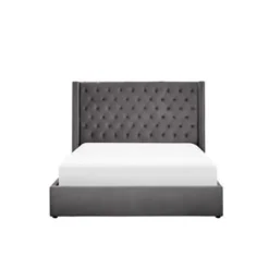 Beliani LUBBON - Bed met opbergruimte - Grijs - 160 x 200 cm - Fluweel Online