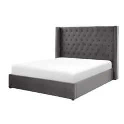 Beliani LUBBON - Bed met opbergruimte - Grijs - 160 x 200 cm - Fluweel Online