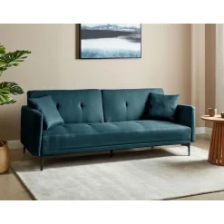 Beliani LUCAN - Slaapbank 3-zits - Blauw - Polyester Online