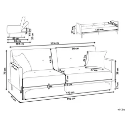 Beliani LUCAN - Slaapbank 3-zits - Lichtbeige - Polyester Online