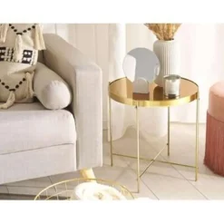 Beliani LUCEA - Bijzettafel - Goud - IJzer Online