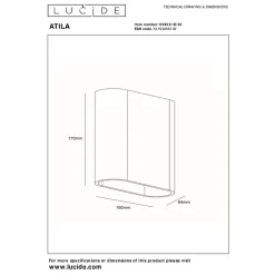 Lucide ATILA Wandlamp - Zwart Outlet
