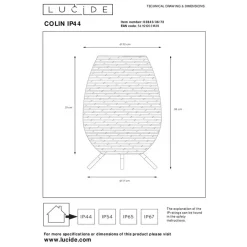 Lucide COLIN IP44 Tafellamp - Naturel Clearance