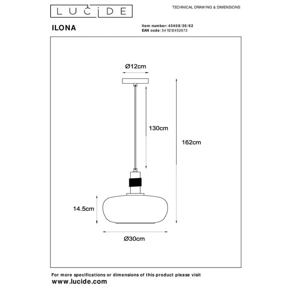 Lucide ILONA Hanglamp - Amber Clearance