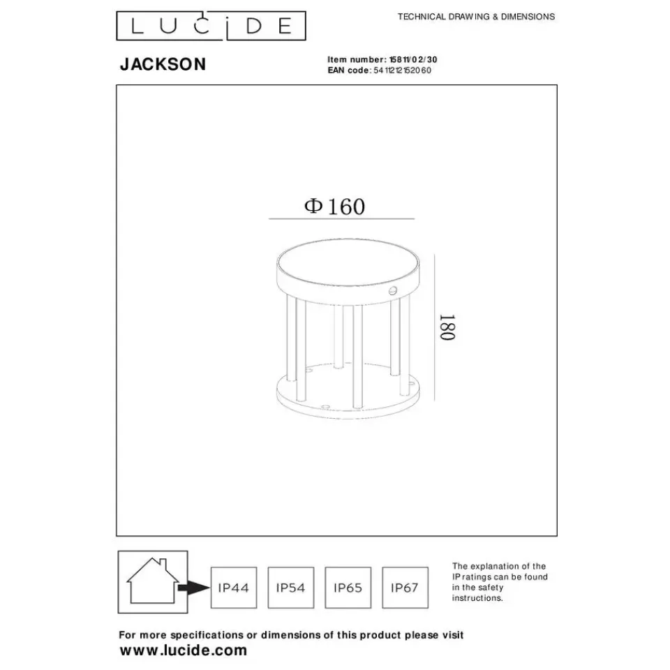 Lucide JACKSON Sokkellamp - Zwart Discount