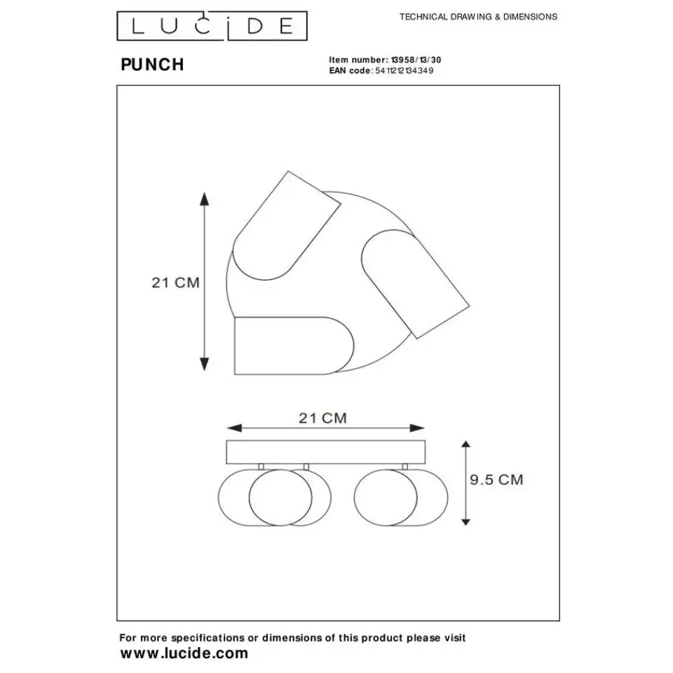 Lucide PUNCH Plafondspot - Zwart Sale