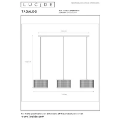 Lucide TAGALOG Hanglamp - Zwart Best