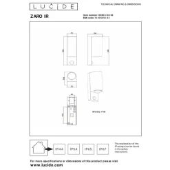 Lucide ZARO IR Wandspot - Zwart Clearance