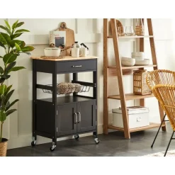 Beliani LUGO - Keukentrolley - Zwart - MDF Hot