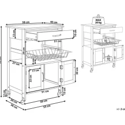 Beliani LUGO - Keukentrolley - Zwart - MDF Hot