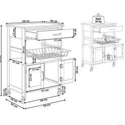 Beliani LUGO - Keukentrolley - Zwart - MDF Hot