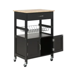 Beliani LUGO - Keukentrolley - Zwart - MDF Hot