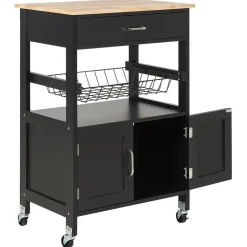 Beliani LUGO - Keukentrolley - Zwart - MDF Hot