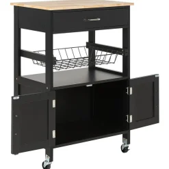 Beliani LUGO - Keukentrolley - Zwart - MDF Hot