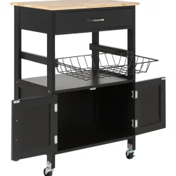 Beliani LUGO - Keukentrolley - Zwart - MDF Hot