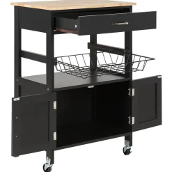 Beliani LUGO - Keukentrolley - Zwart - MDF Hot
