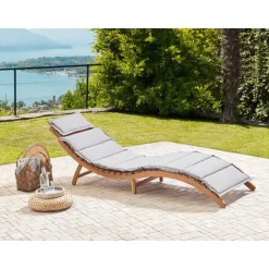 Beliani LUINO - Ligstoel - Grijs - Hout Outlet