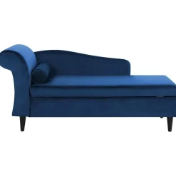 Beliani LUIRO - Chaise longue - Blauw - Linkerzijde - Fluweel Best