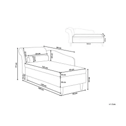 Beliani LUIRO - Chaise longue - Blauw - Linkerzijde - Fluweel Best