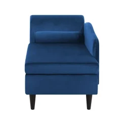 Beliani LUIRO - Chaise longue - Blauw - Linkerzijde - Fluweel Best