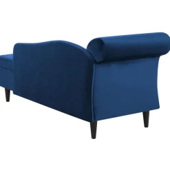 Beliani LUIRO - Chaise longue - Blauw - Linkerzijde - Fluweel Best