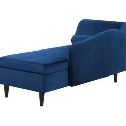 Beliani LUIRO - Chaise longue - Blauw - Linkerzijde - Fluweel Best