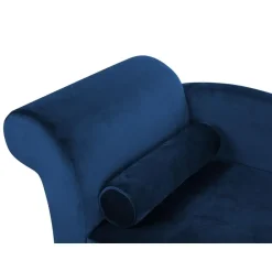 Beliani LUIRO - Chaise longue - Blauw - Linkerzijde - Fluweel Best