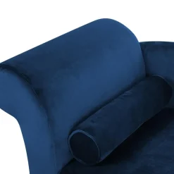 Beliani LUIRO - Chaise longue - Blauw - Linkerzijde - Fluweel Best