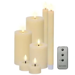 Lumineo LED kaarsen set - 7-delig - creme - met afstandsbediening New