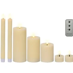 Lumineo LED kaarsen set - 7-delig - creme - met afstandsbediening New