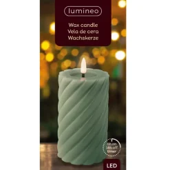 Lumineo Luxe LED kaars - groen - D7,5 x H15 cm - timer Hot