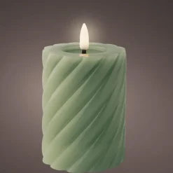 Lumineo Luxe LED kaars - groen - D7,5 x H12,3 cm - timer