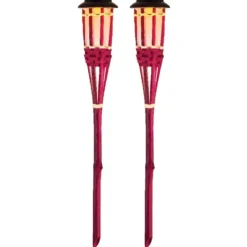 Lumineo Tuinfakkel Bodi - solar - roze - vlameffect - 54 cm Discount