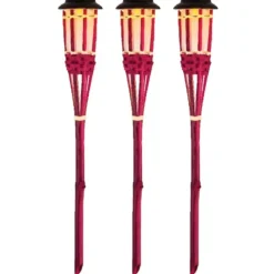 Lumineo Tuinfakkel Bodi - solar - roze - vlameffect - 54 cm Discount
