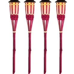 Lumineo Tuinfakkel Bodi - solar - roze - vlameffect - 54 cm Discount