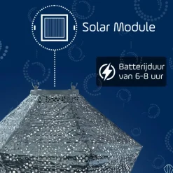 Lumiz Solar Lampion Lace Diamond - 28 cm - Grijs Blauw Outlet