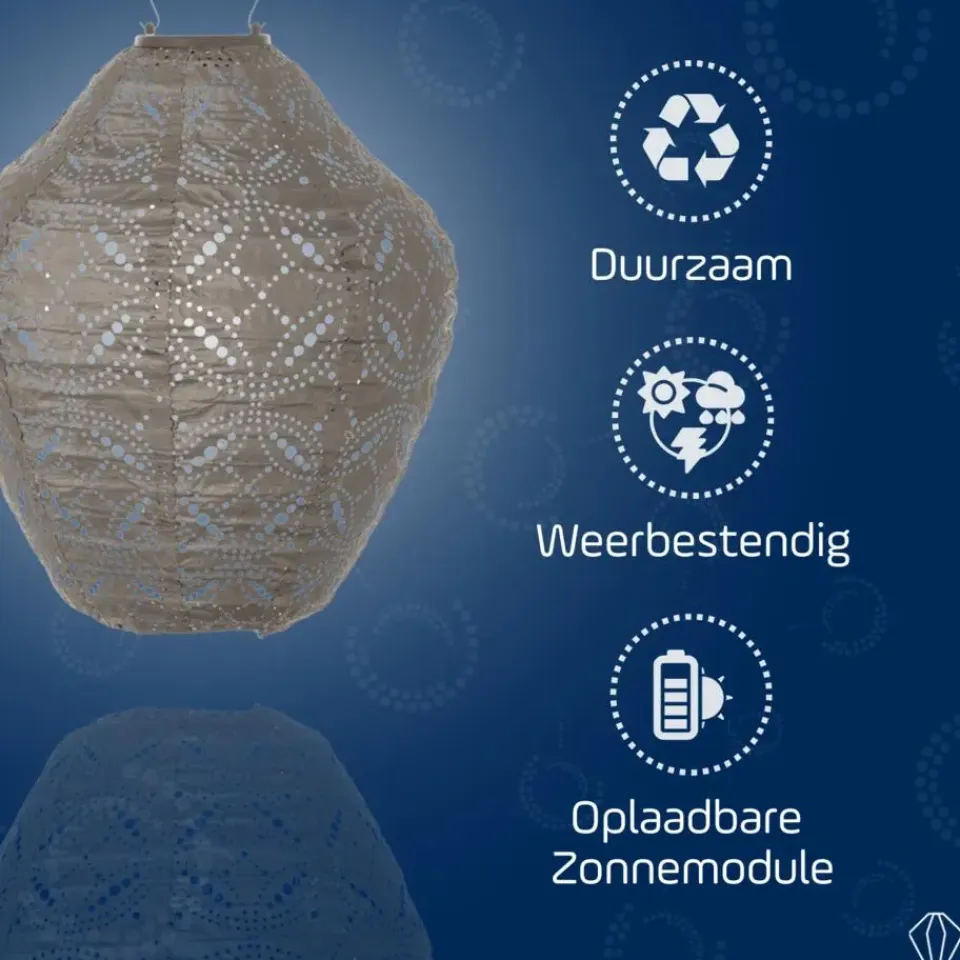 Lumiz Solar Lampion Mandela Jar - 30 cm - Taupe Hot