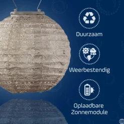 Lumiz Solar Lampion Spectare Rond - 20 cm - Licht Taupe New