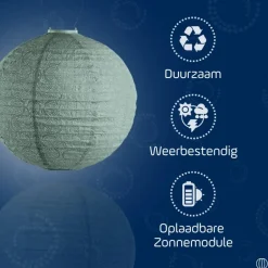 Lumiz Solar Lampion Tigres Rond - 40 cm - Sage Green Hot