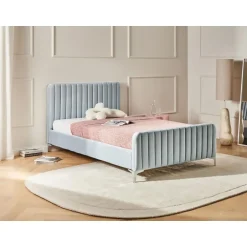 Leen Bakker LUNAN - Tweepersoonsbed - Lichtblauw - 120 x 200 cm - Fluweel Clearance